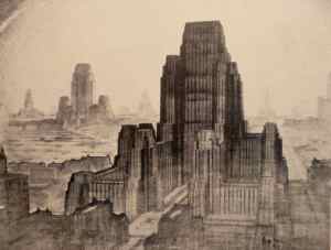 Hugh Ferris - Metropolis of Tomorrow, The Business Centre, 1929